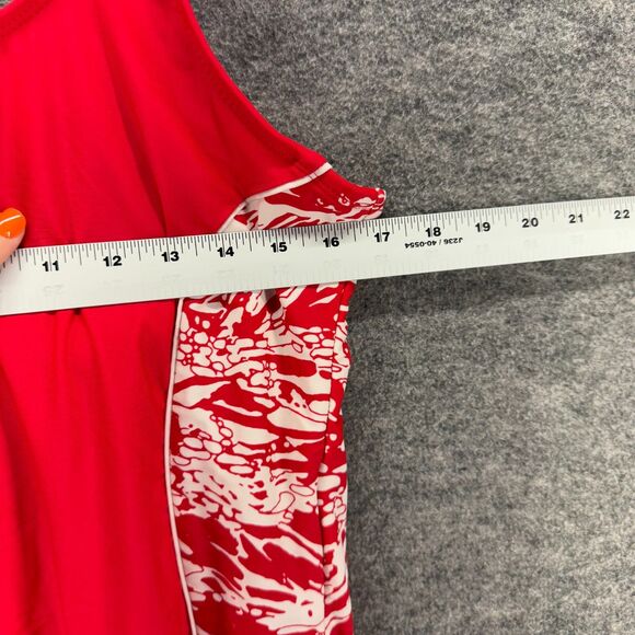 Catalina Swimsuit Women 1X Plus Red Geometric One Piece Push Up Sleeveless Lined - Picture 3 of 6